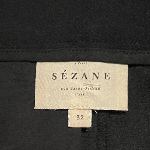 Sezane Womens Black Flat Front Pockets Straight Leg Paperbag Pants Size 32 - Picture 3 of 4